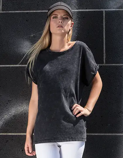 Ladies´ Acid Washed Extended Shoulder Tee – Artikelnummer BY053