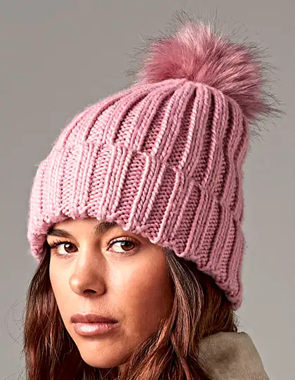 Verbier Faux Fur Pop Pom Chunky Beanie – Artikelnummer CB413