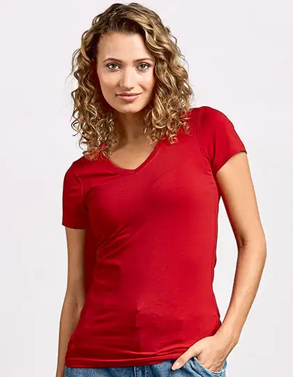 Women´s Slim Fit V-Neck-T – Artikelnummer E3086