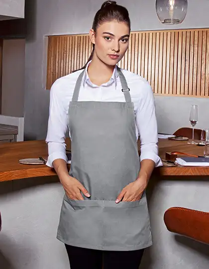 Kurze Latzschürze Basic mit Schnalle und Tasche – Artikelnummer KY123
