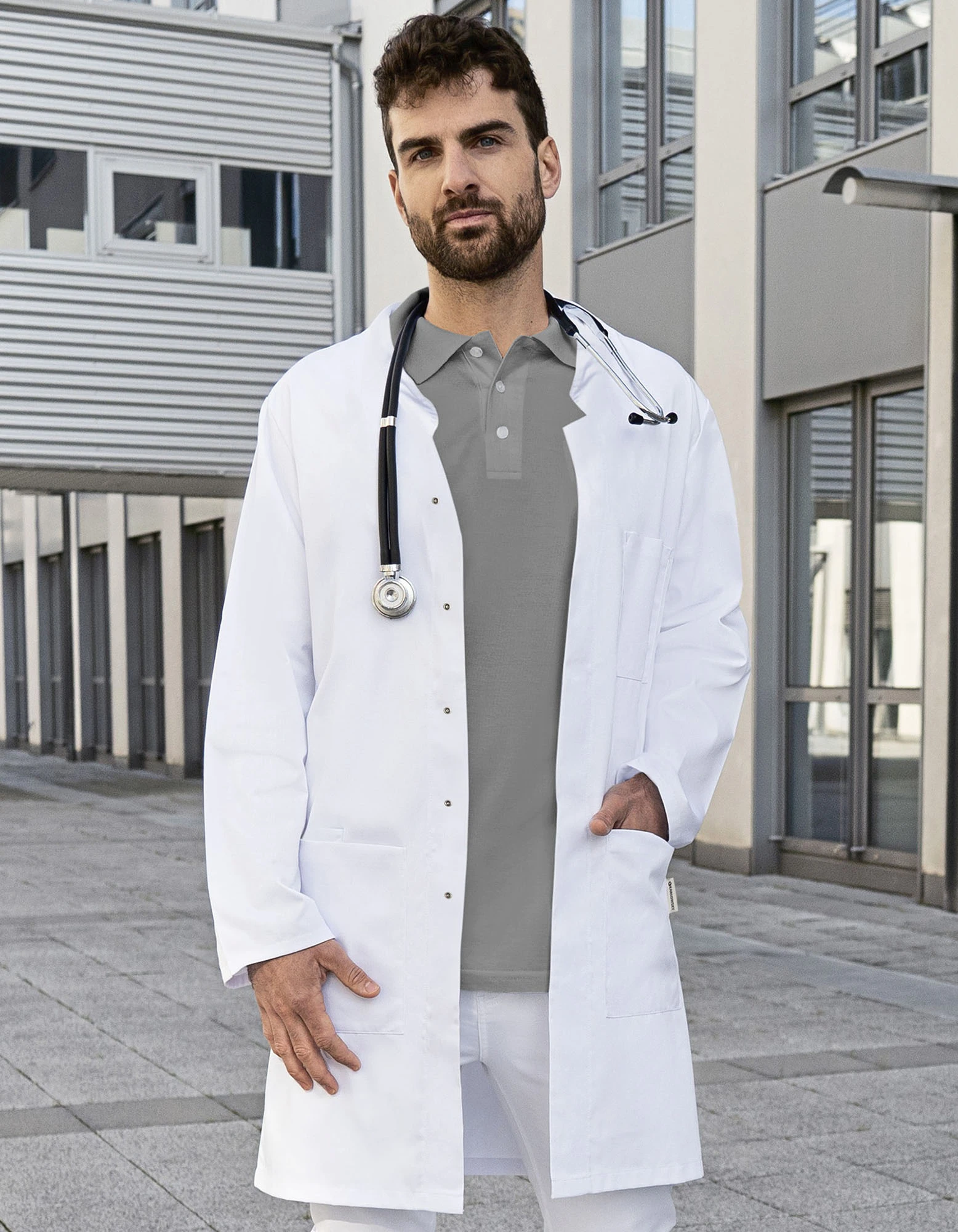 Herrenkittel Modern-Shape Stehkragen – Artikelnummer KY164
