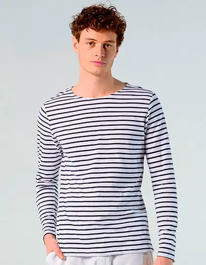 Men´s Long Sleeve Striped T-Shirt Marine – Artikelnummer L01402