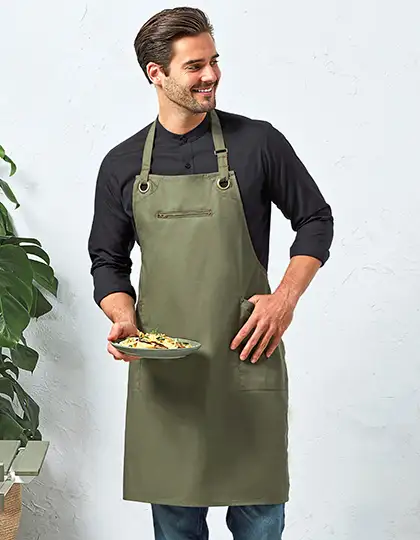 'Barley' Contrast Stitch Sustainable Bib Apron – Artikelnummer PW121