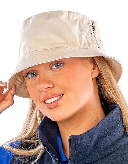 Deluxe Washed Cotton Bucket Hat With Side Mesh Panels – Artikelnummer RH45