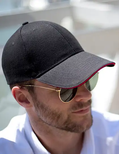 Memphis Brushed Cotton Low Profile Sandwich Peak Cap – Artikelnummer RH91