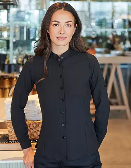 Ladies´ Mandarin Shirt Roll Tab Sleeve – Artikelnummer W593