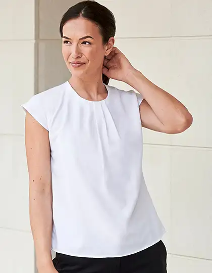 Ladies´ Pleat Front Short Sleeve Blouse – Artikelnummer W597