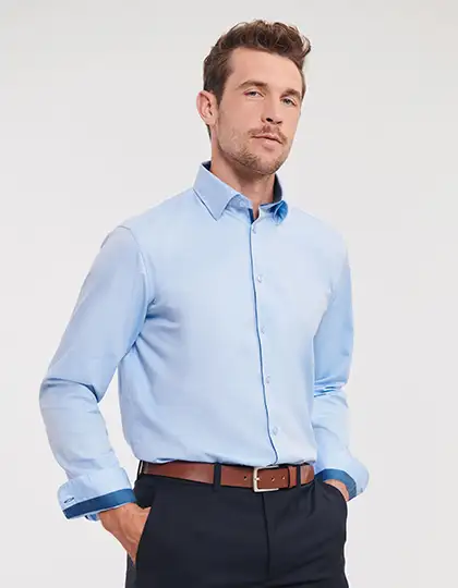 Men´s L/S Tailored Contrast Herringbone Shirt – Artikelnummer Z964