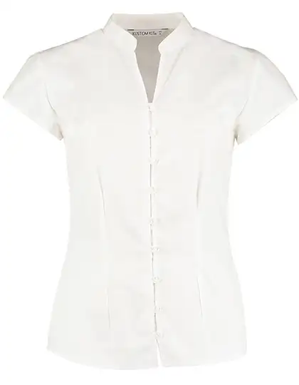 Ansicht 2 – Tailored Fit Mandarin Collar Poplin Blouse Cap Sleeve (K727)