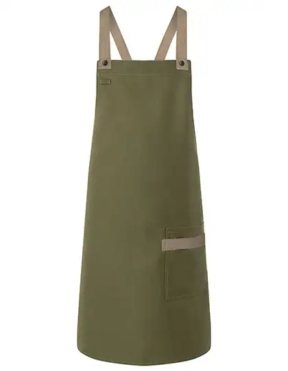 Ansicht 1 – Latzschürze Urban-Look mit Kreuzbändern und Tasche (KY119)