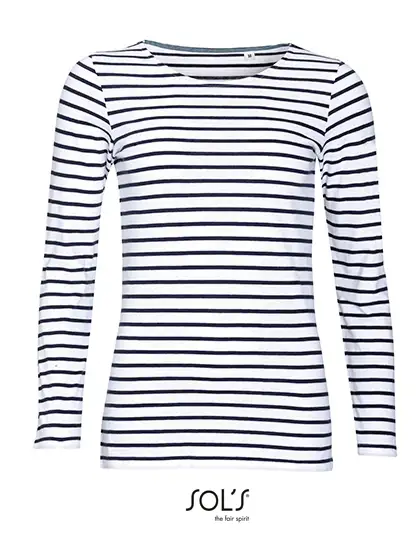 Ansicht 1 – Women´s Long Sleeve Striped T-Shirt Marine (L01403)