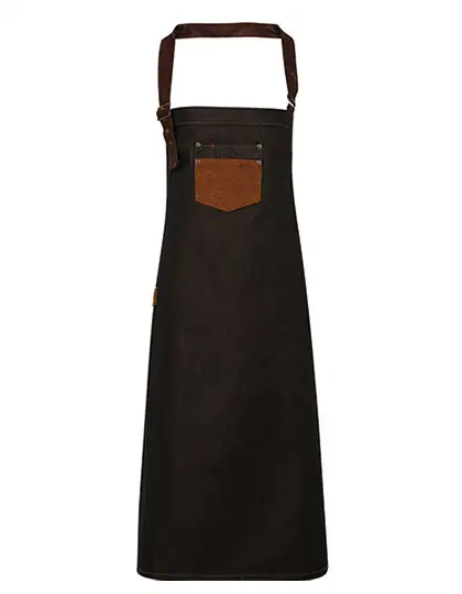 Ansicht 4 – Division Waxed Look Denim Bib Apron With Faux Leather (PW136)