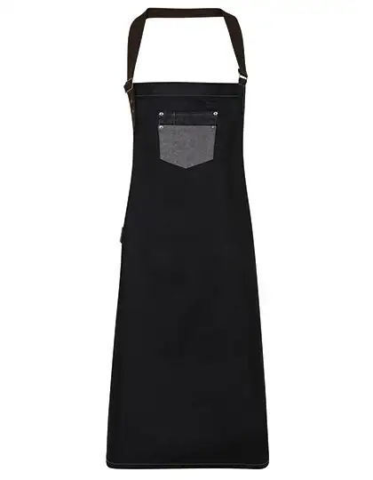 Ansicht 1 – Division Waxed Look Denim Bib Apron With Faux Leather (PW136)