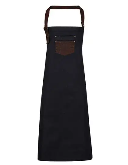 Ansicht 3 – Division Waxed Look Denim Bib Apron With Faux Leather (PW136)