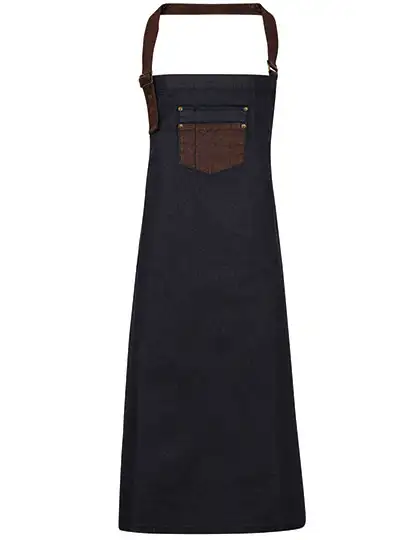 Ansicht 2 – Division Waxed Look Denim Bib Apron With Faux Leather (PW136)