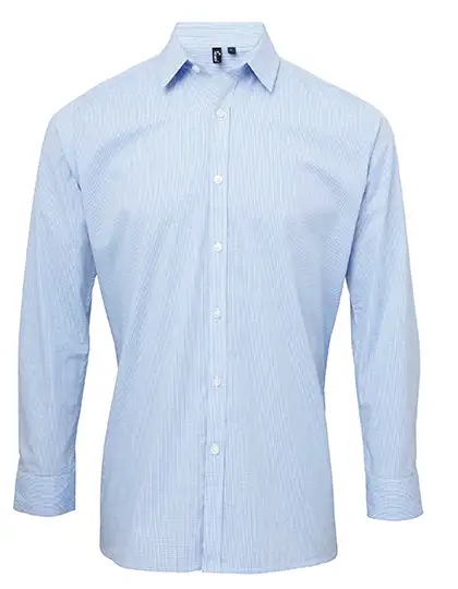 Ansicht 4 – Men´s Microcheck (Gingham) Long Sleeve Cotton Shirt (PW220)