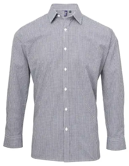 Ansicht 3 – Men´s Microcheck (Gingham) Long Sleeve Cotton Shirt (PW220)