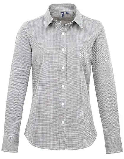 Ansicht 1 – Women´s Microcheck (Gingham) Long Sleeve Cotton Shirt (PW320)