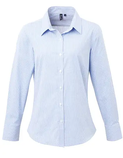 Ansicht 4 – Women´s Microcheck (Gingham) Long Sleeve Cotton Shirt (PW320)