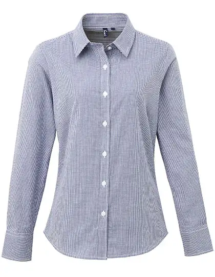 Ansicht 3 – Women´s Microcheck (Gingham) Long Sleeve Cotton Shirt (PW320)