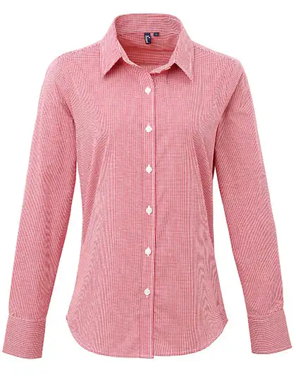 Ansicht 2 – Women´s Microcheck (Gingham) Long Sleeve Cotton Shirt (PW320)