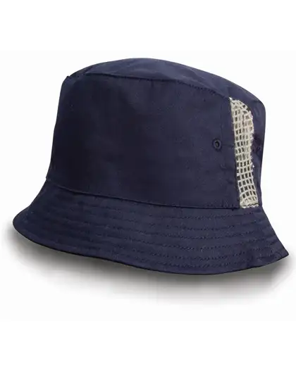 Ansicht 2 – Deluxe Washed Cotton Bucket Hat With Side Mesh Panels (RH45)
