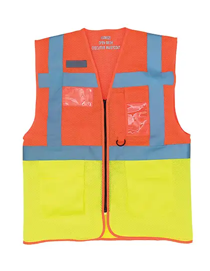 Ansicht 1 – Hi-Vis Top Cool Recycled Open Mesh Executive Waistcoat (YK820)