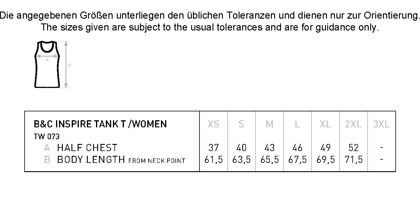 Größentabelle für Inspire Tank T /Women_° – BCTW073