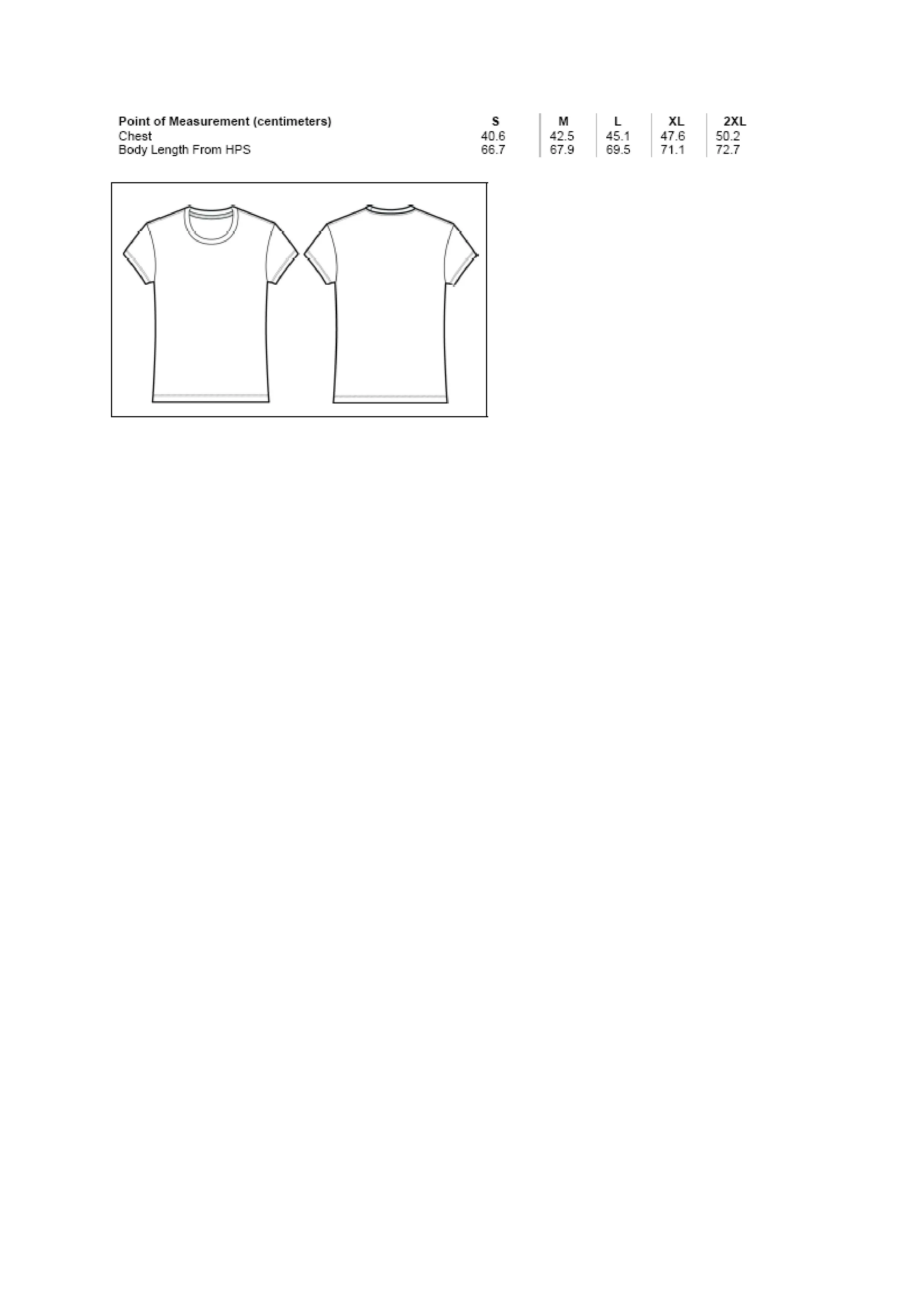 Größentabelle für Women´s Slim Fit Tee – BL6004