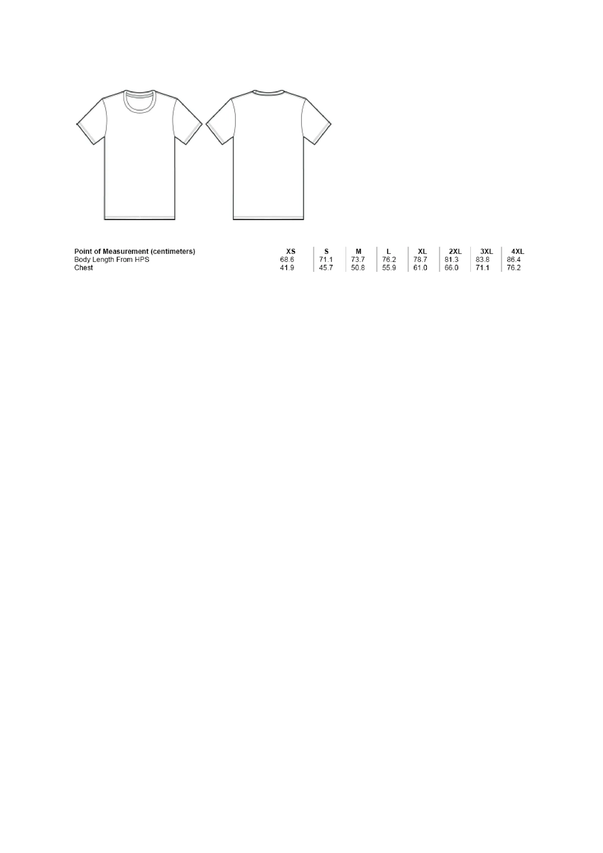 Größentabelle für Unisex Heather CVC Short Sleeve Tee – CV3001CVC