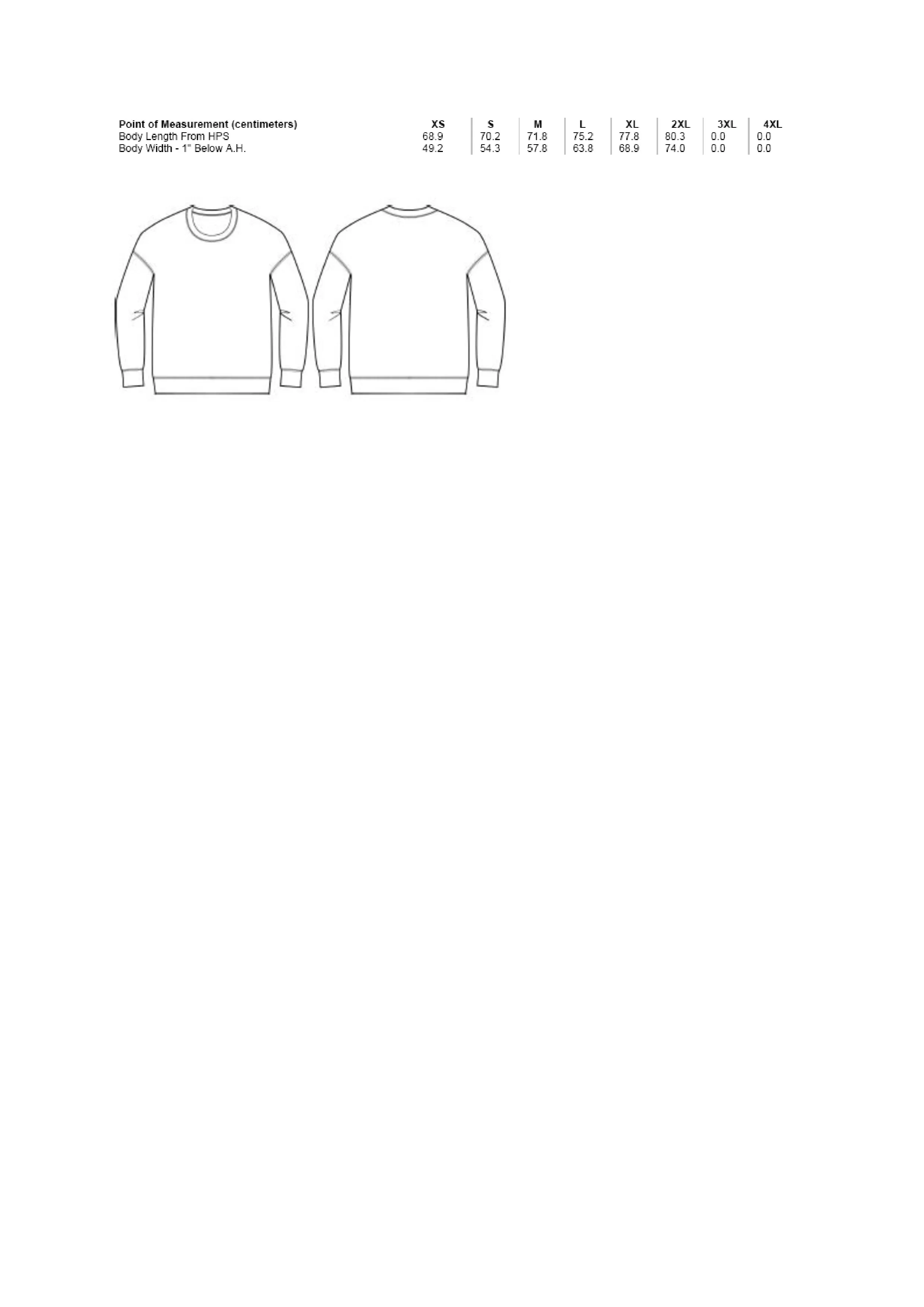 Größentabelle für Unisex Sponge Fleece Drop Shoulder Sweatshirt – CV3945