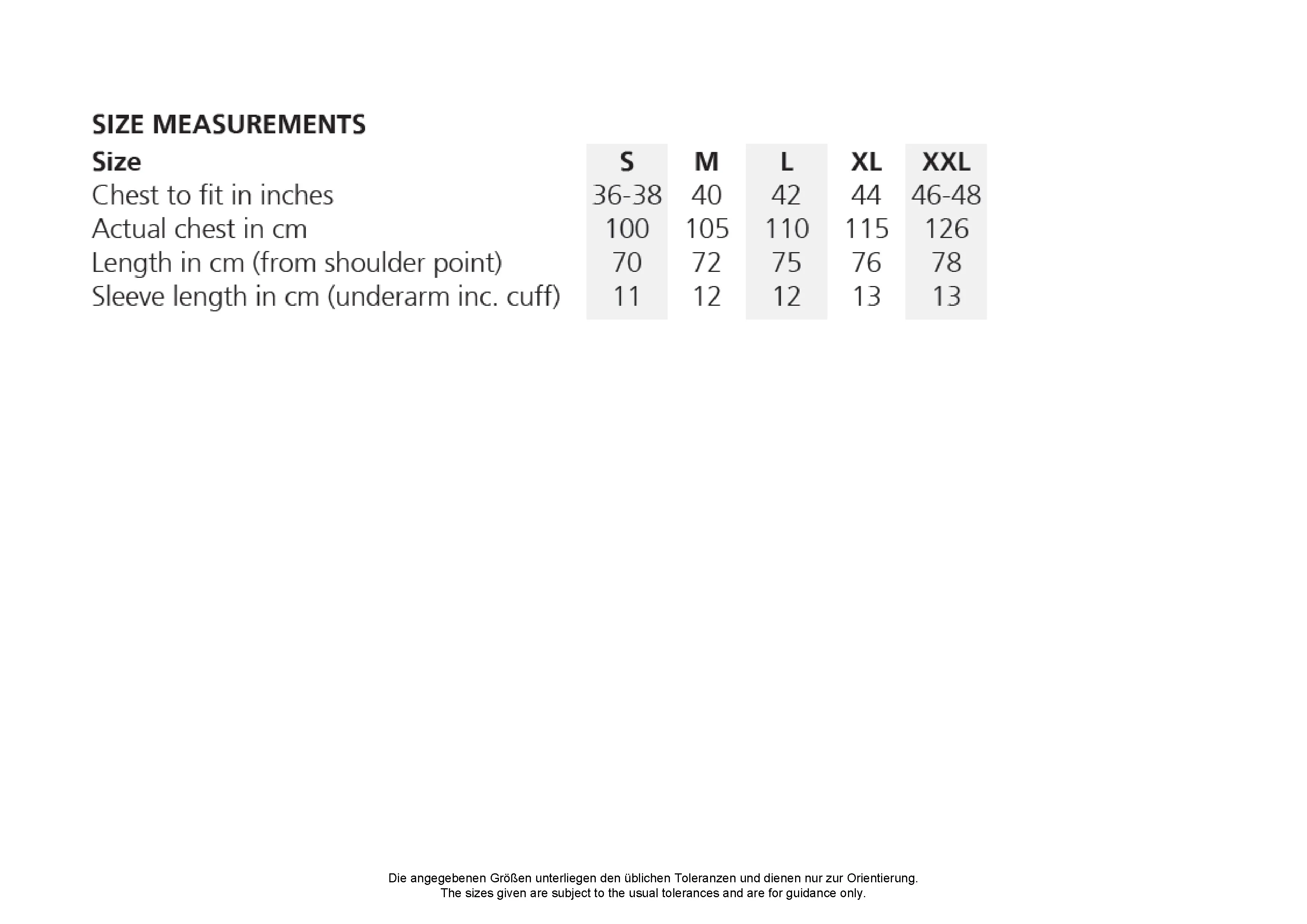 Größentabelle für Regular Fit Superwash® 60° Jersey Polo – K412