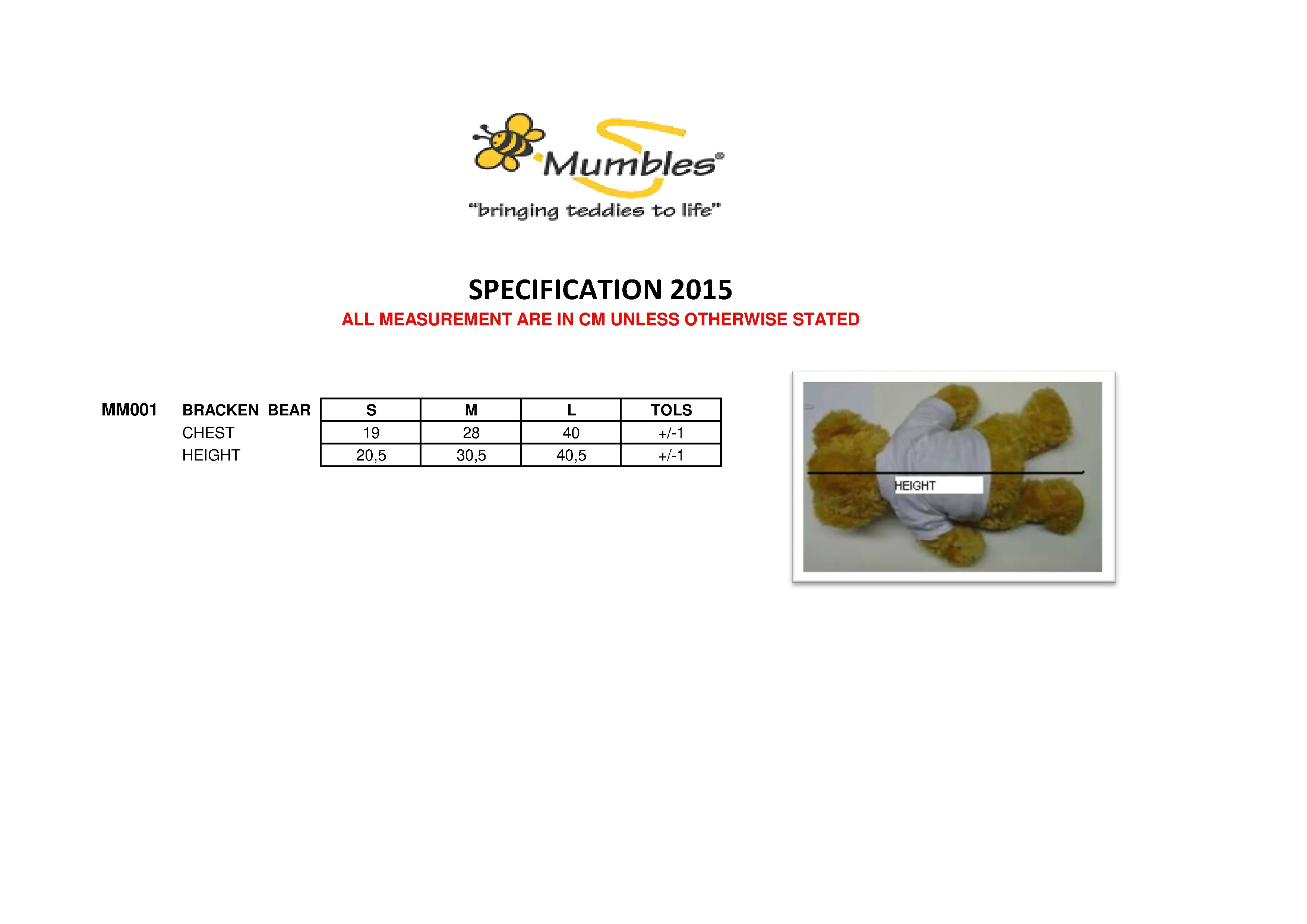 Größentabelle für Bracken Bear – MM01