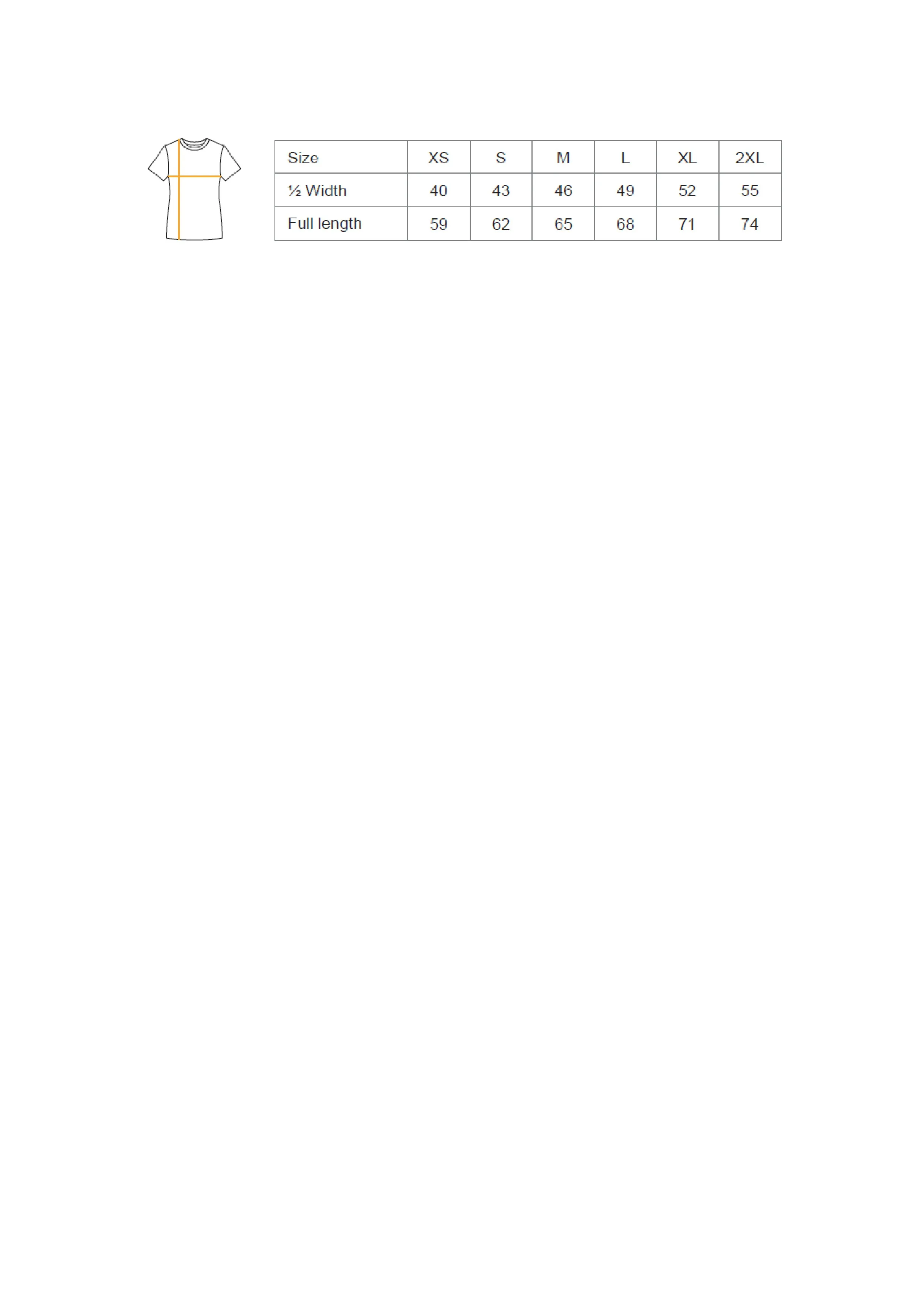 Größentabelle für Ladies´ Interlock T-Shirt – NE81029