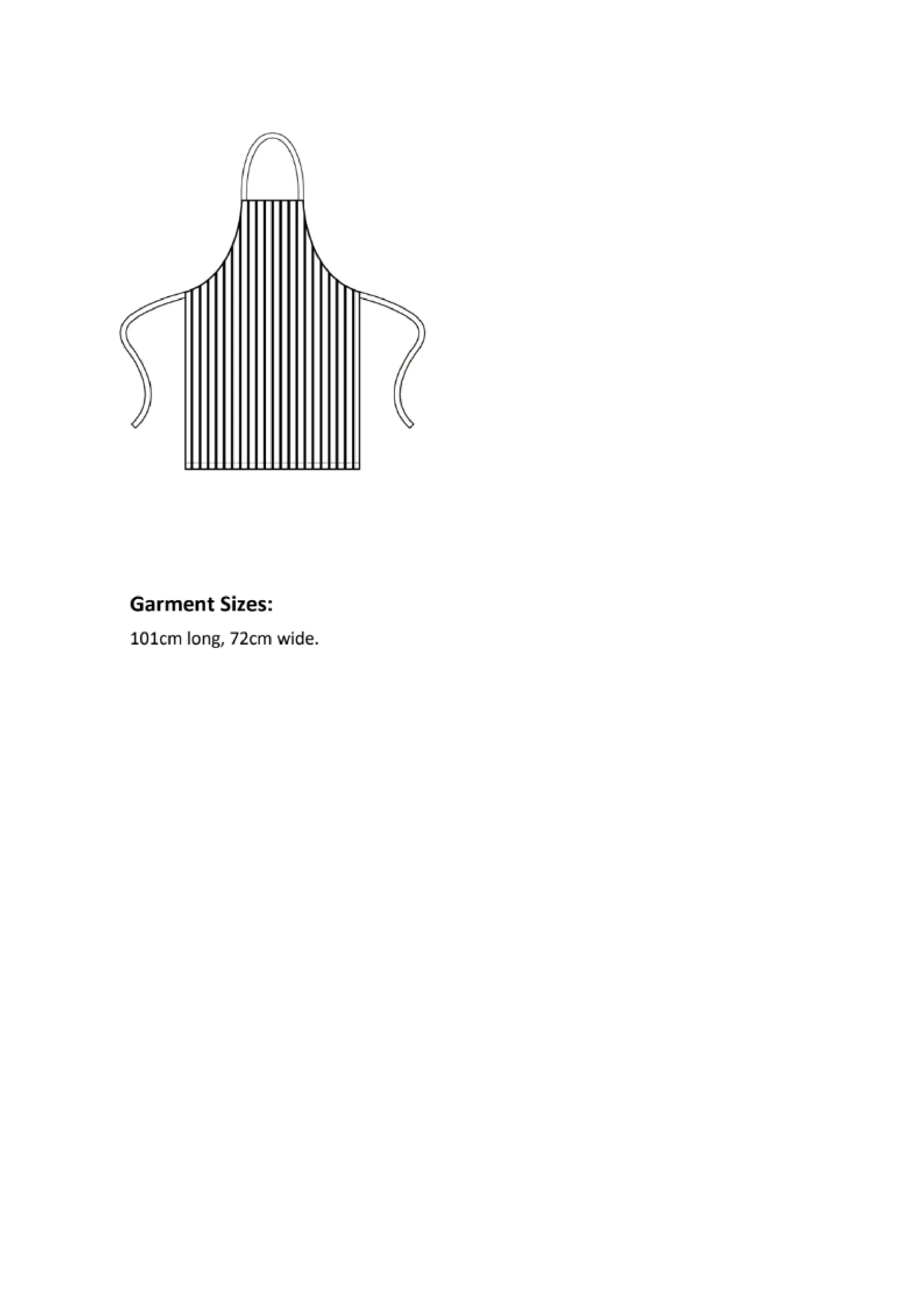 Größentabelle für Striped Bib Apron – PW110