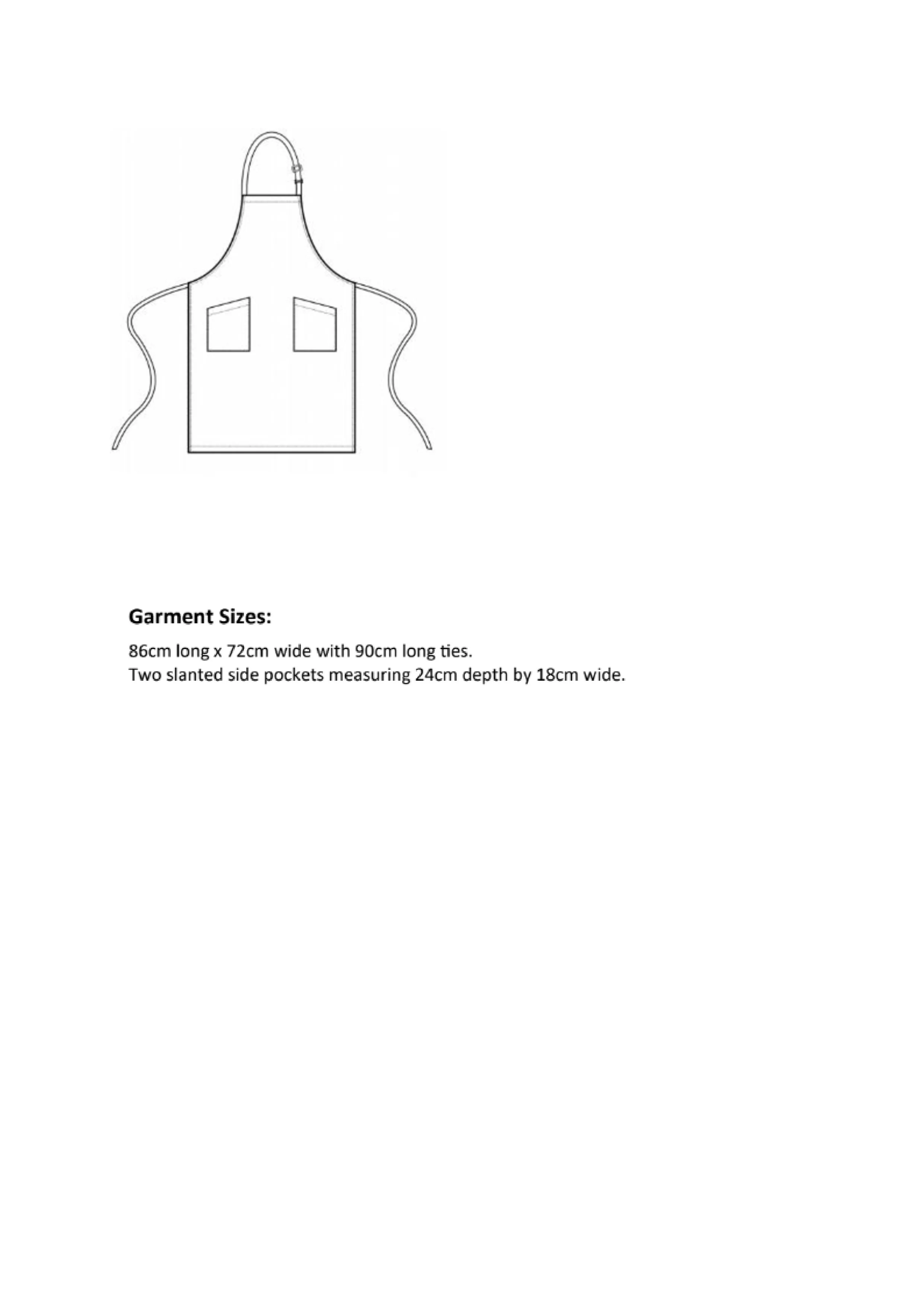 Größentabelle für Recycled & Organic Fairtrade Bib Apron – PW120