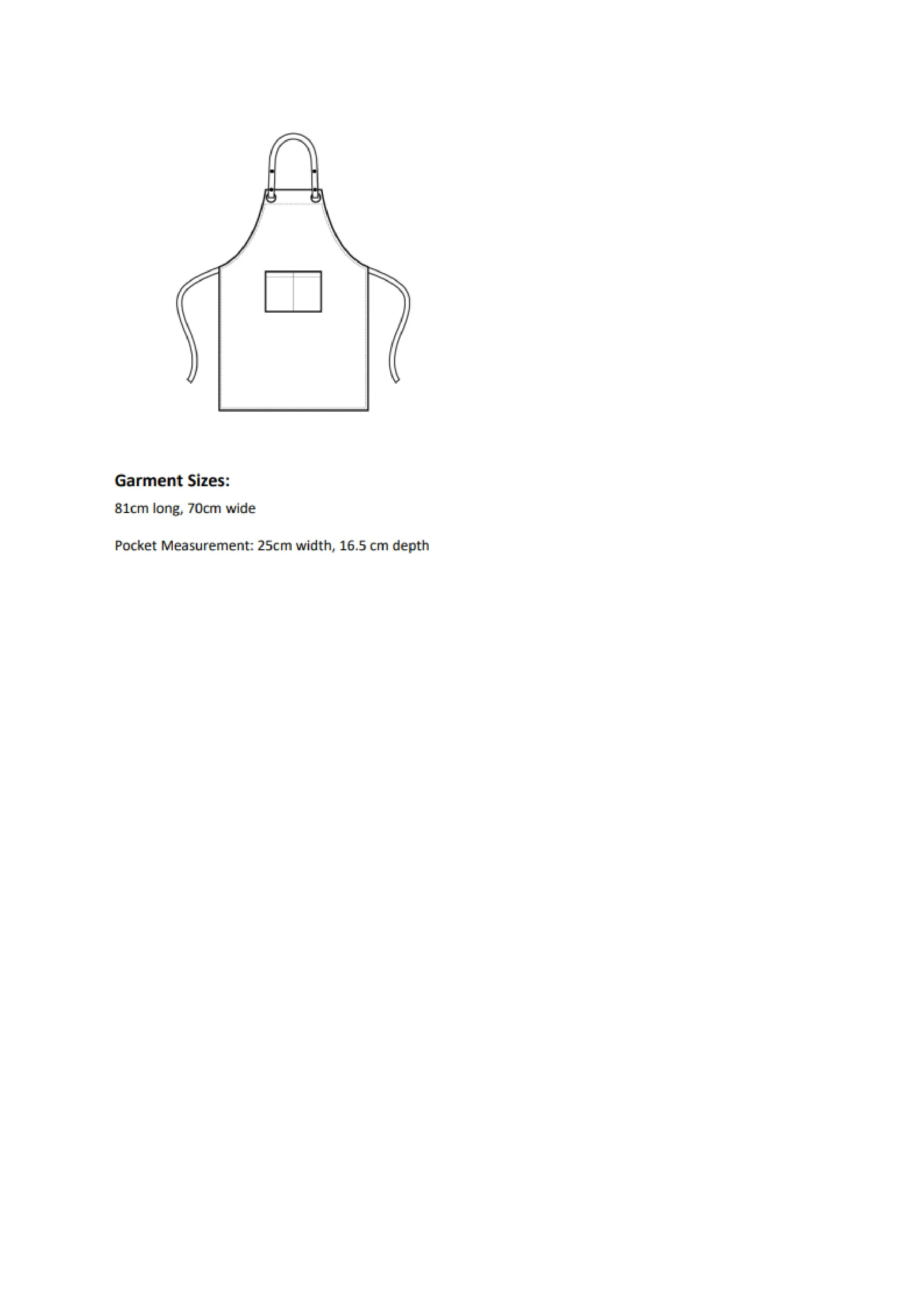 Größentabelle für Espresso Bib Apron – PW123