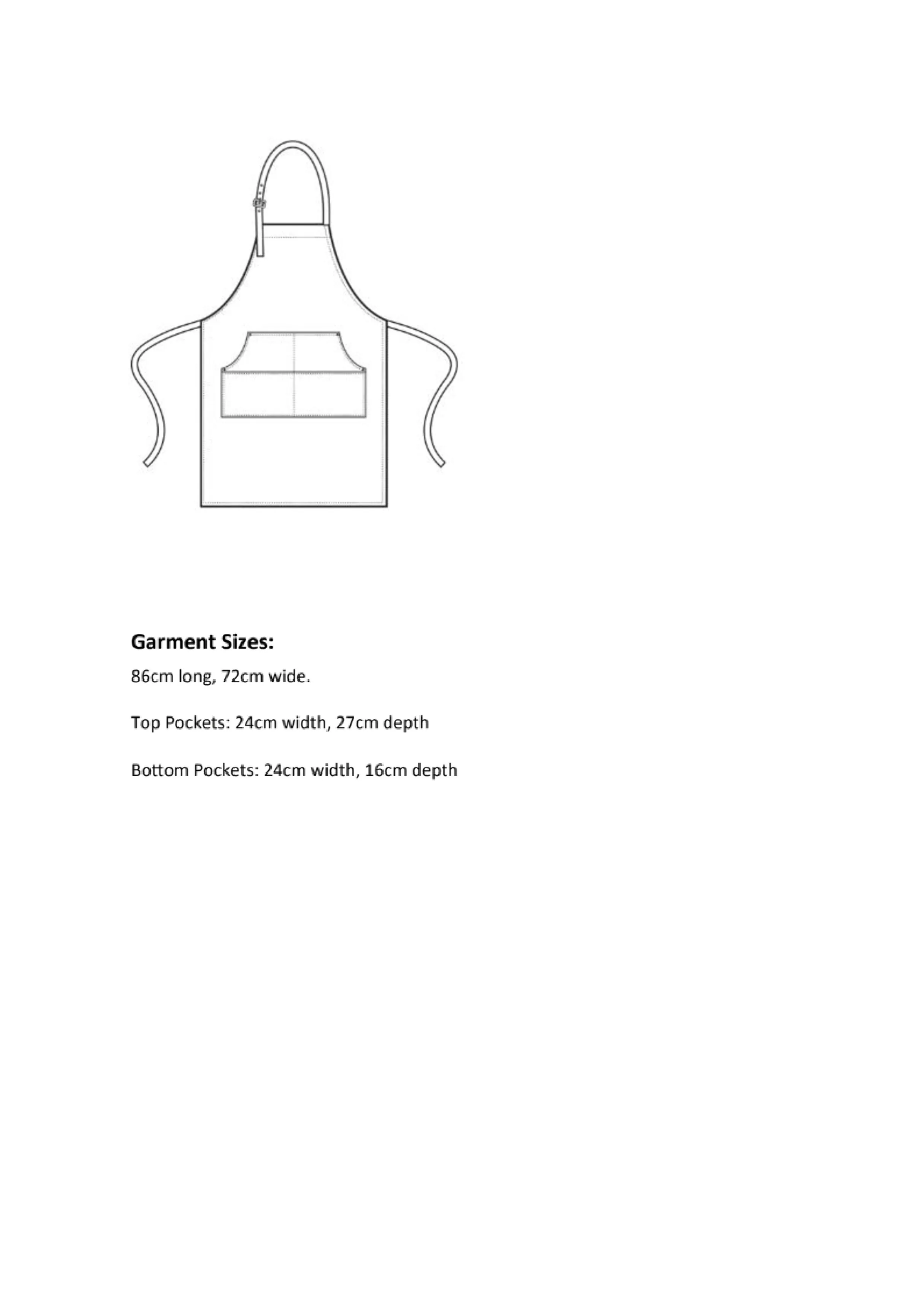 Größentabelle für Jeans Stitch Denim Bib Apron – PW126