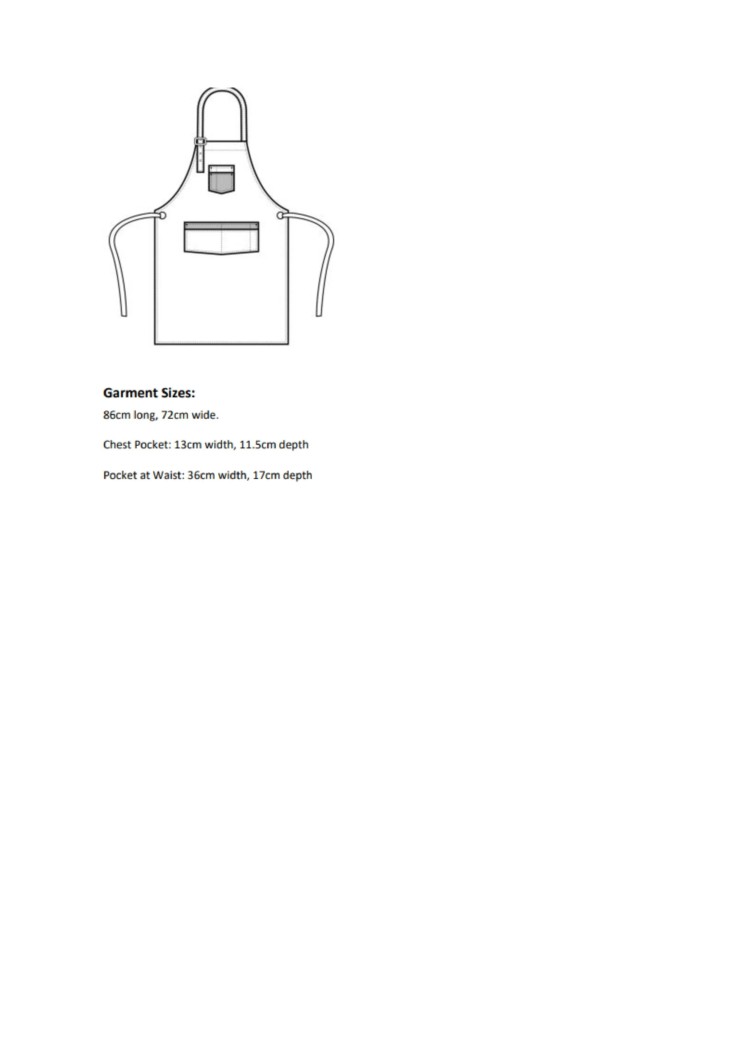 Größentabelle für Domain Contrast Denim Bib Apron – PW127