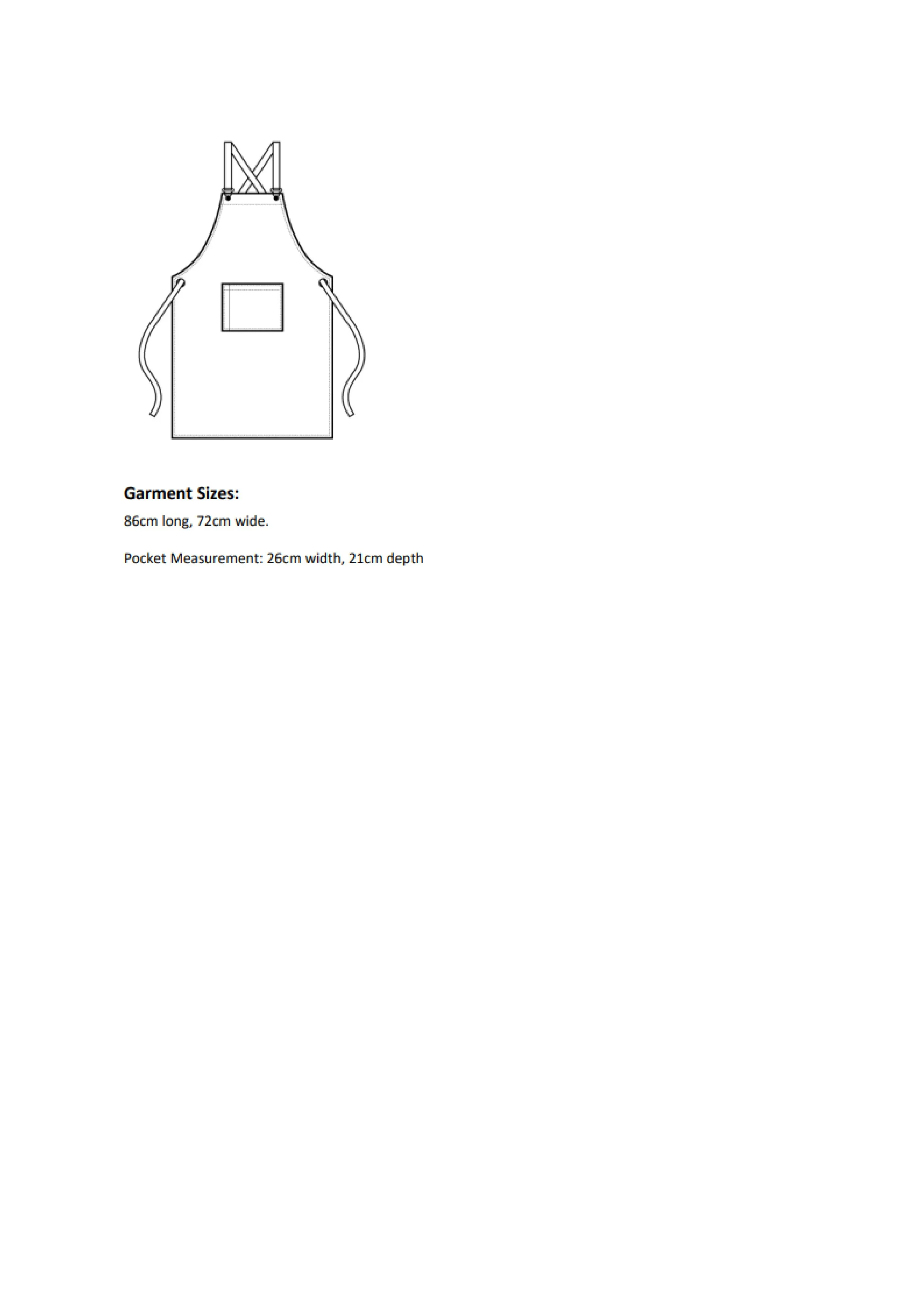 Größentabelle für Cross Back Barista Bib Apron – PW129