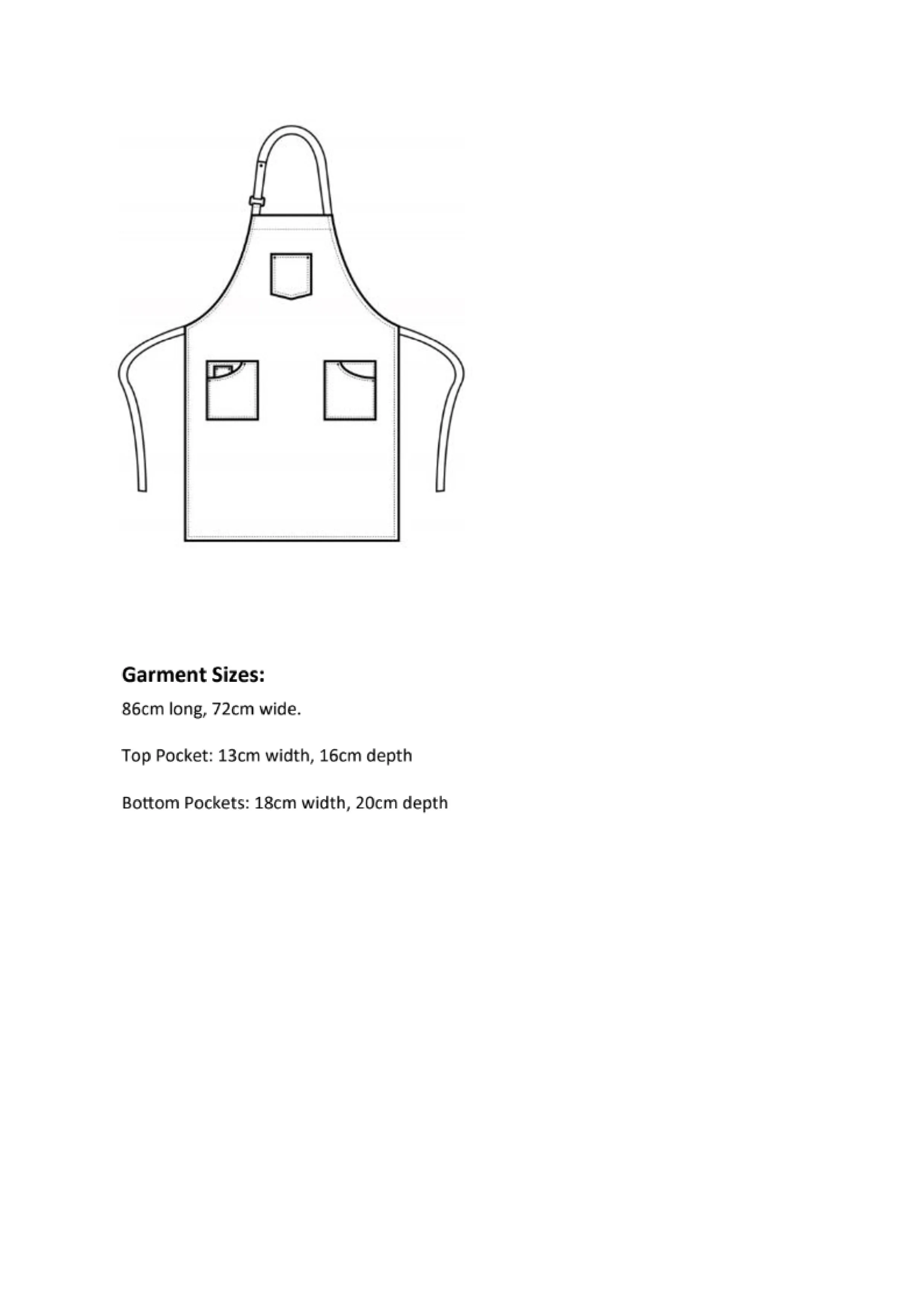 Größentabelle für Cotton Chino Bib Apron – PW132