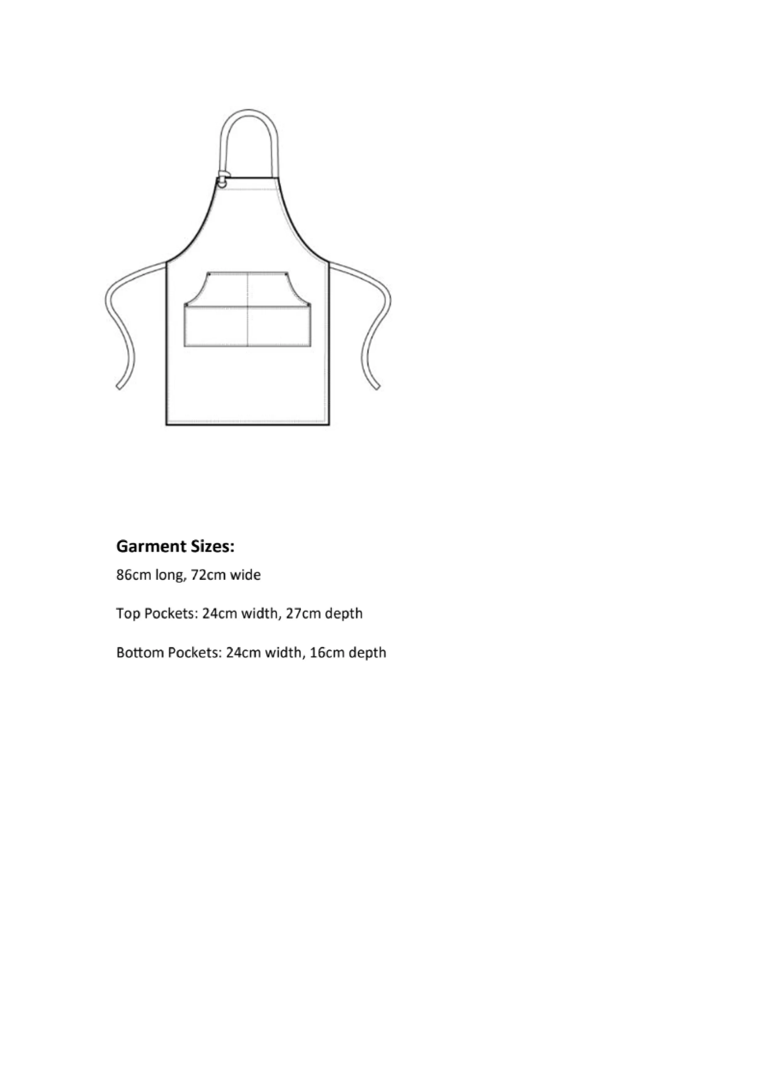 Größentabelle für Calibre Heavy Cotton Canvas Pocket Apron – PW137