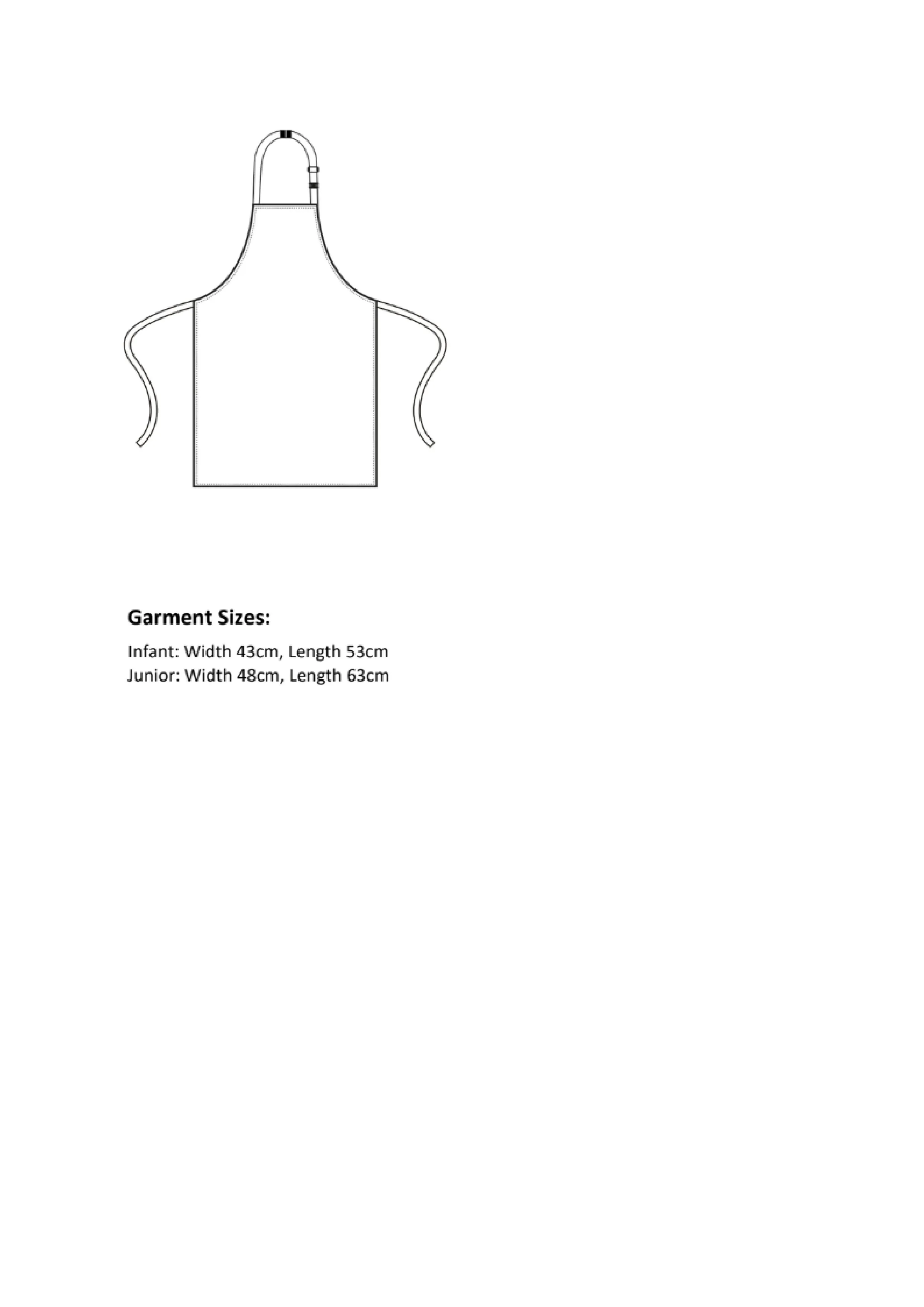 Größentabelle für Childrens´ Waterproof Apron – PW145