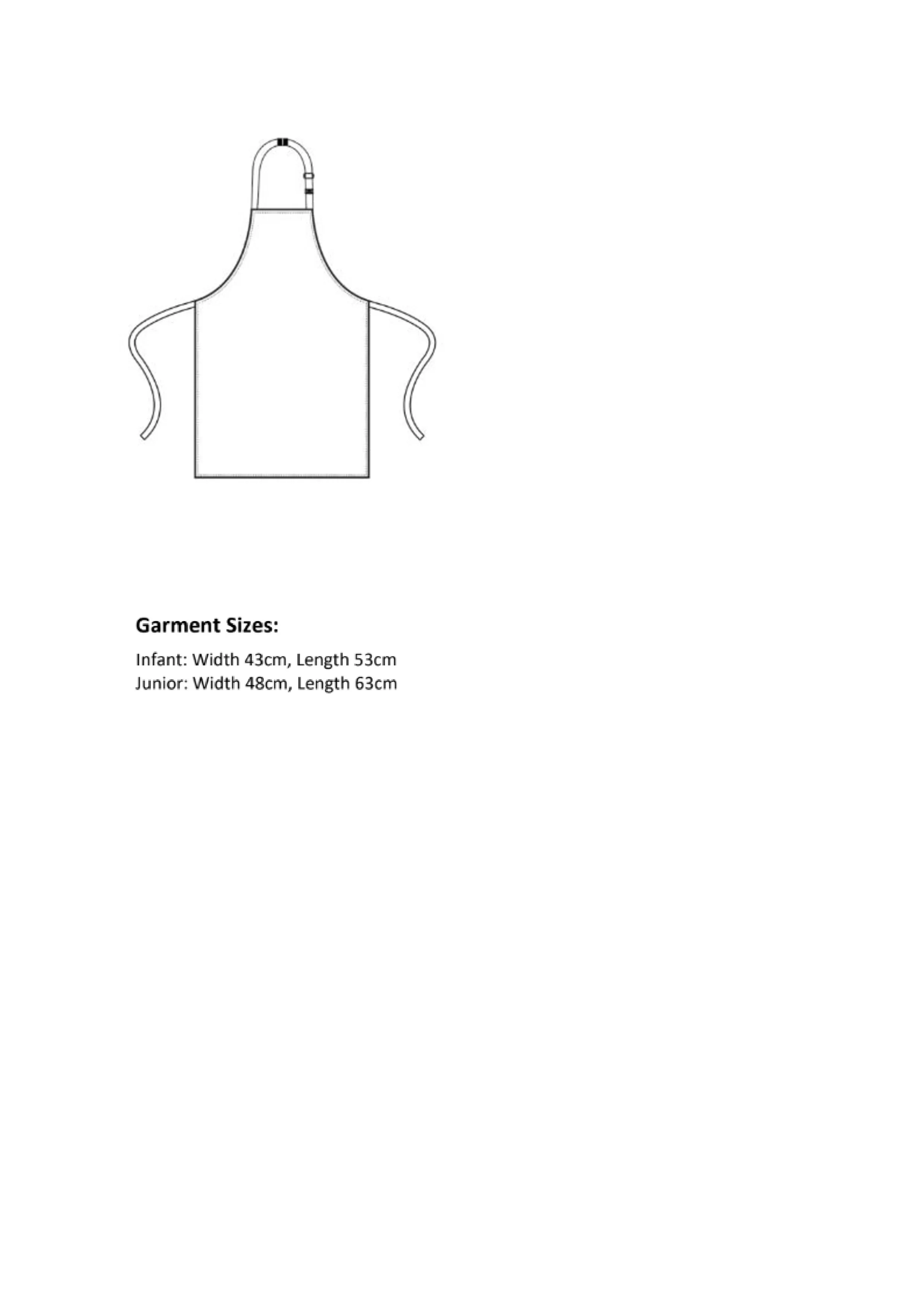 Größentabelle für Childrens´ Apron – PW149