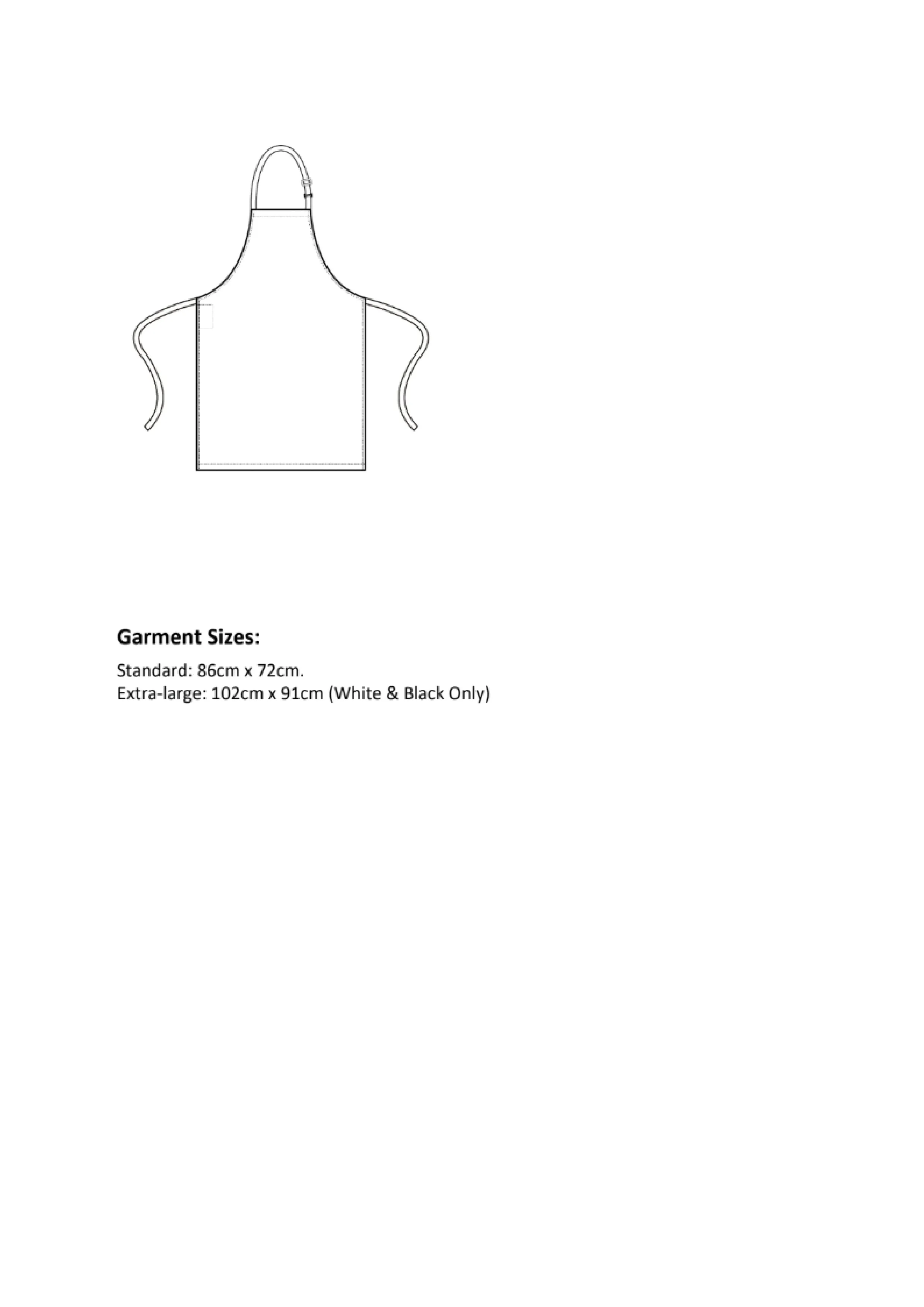 Größentabelle für Colours Collection Bib Apron – PW150