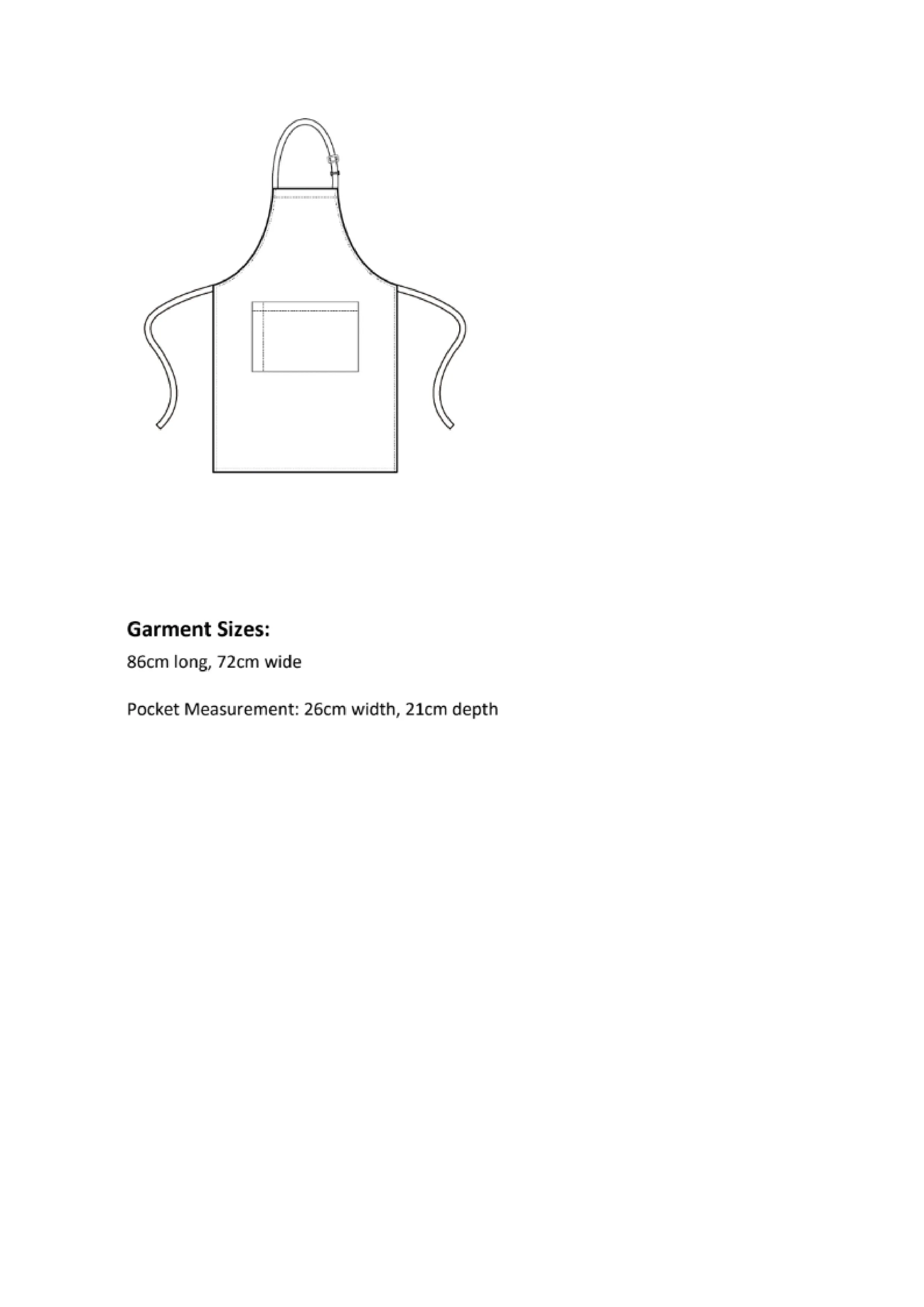 Größentabelle für Colours Collection Bib Apron With Pocket – PW154