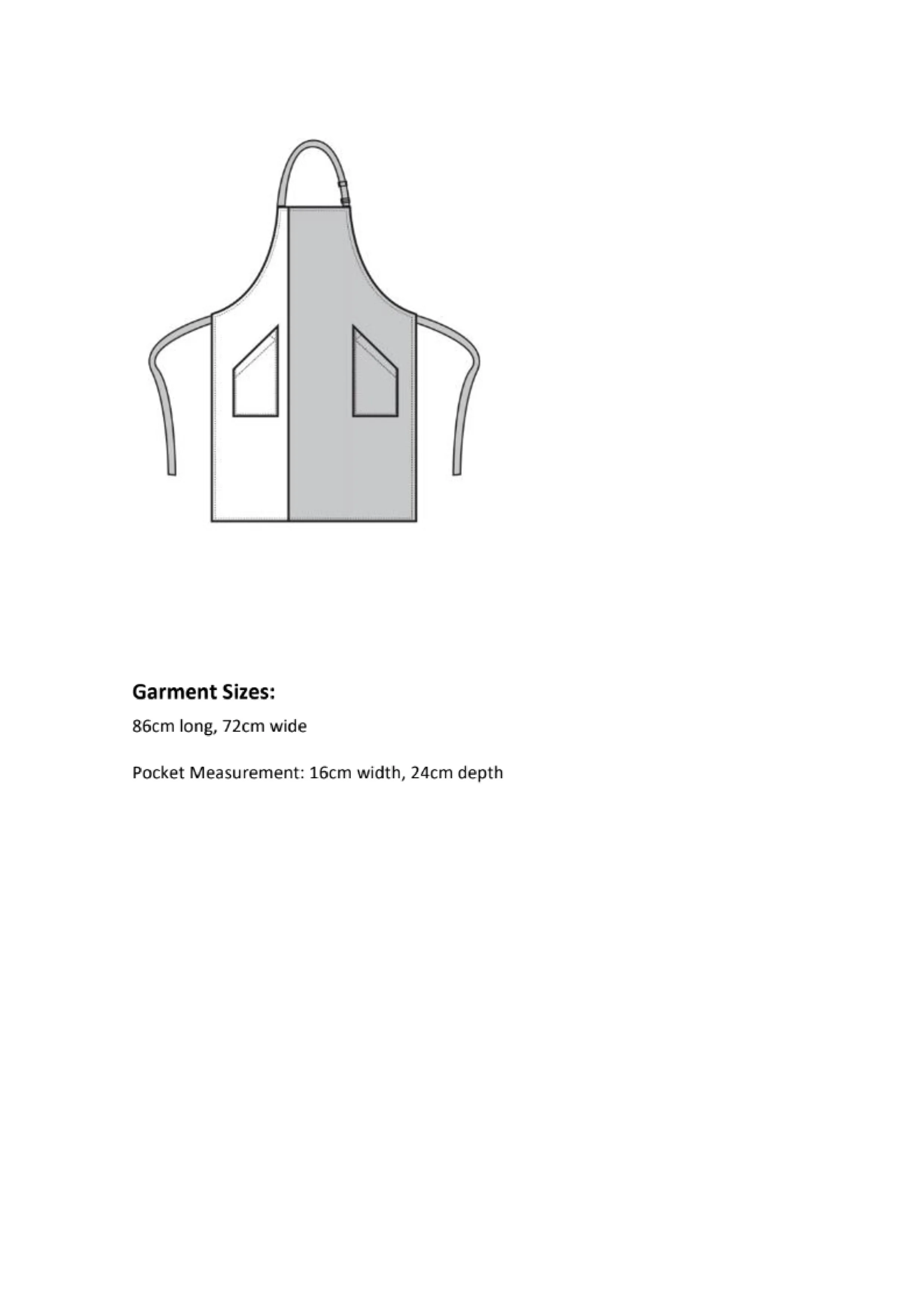 Größentabelle für Colours Collection Contrast Bib Apron – PW162