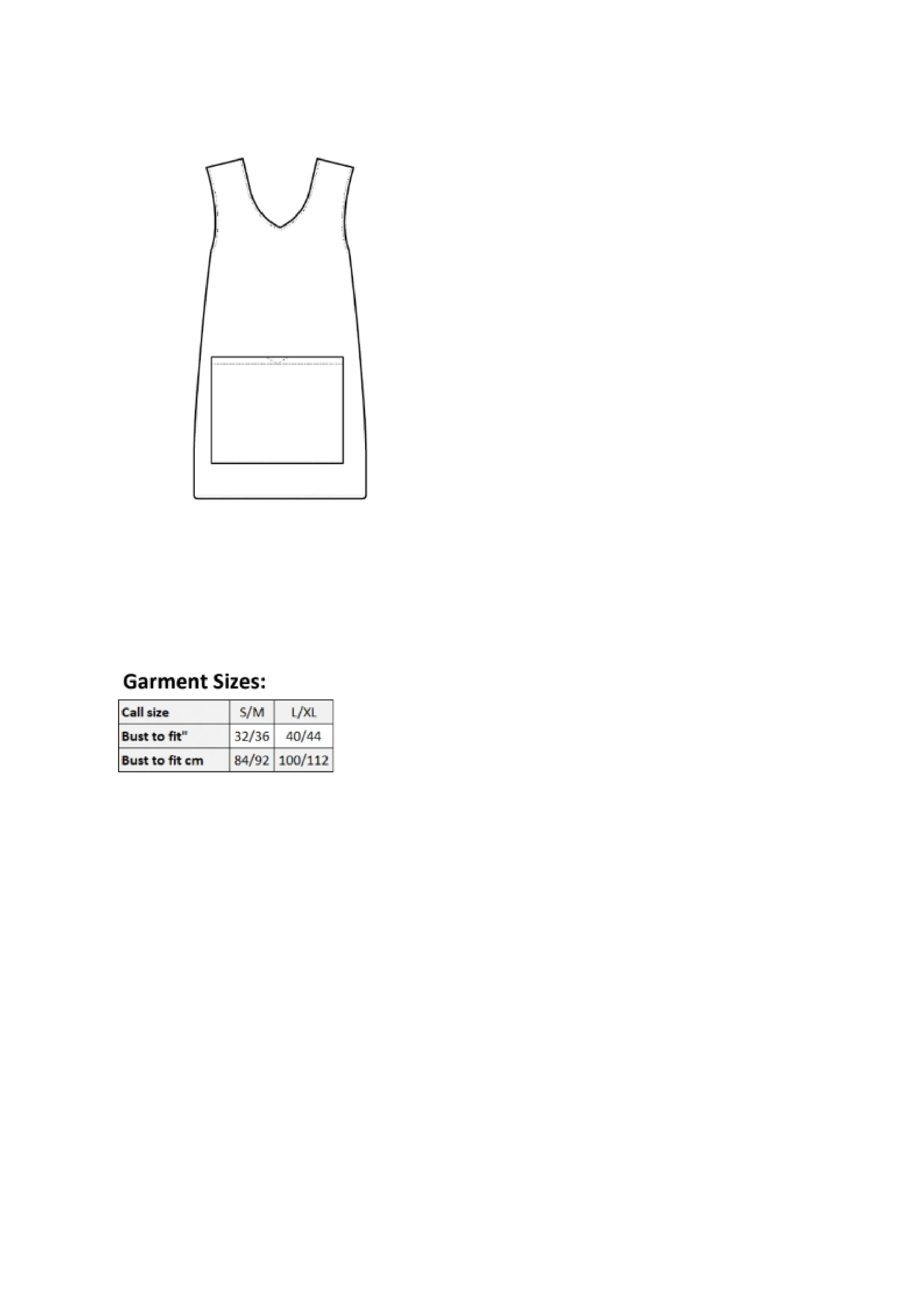 Größentabelle für Tulip Wrap Around Tunic – PW177