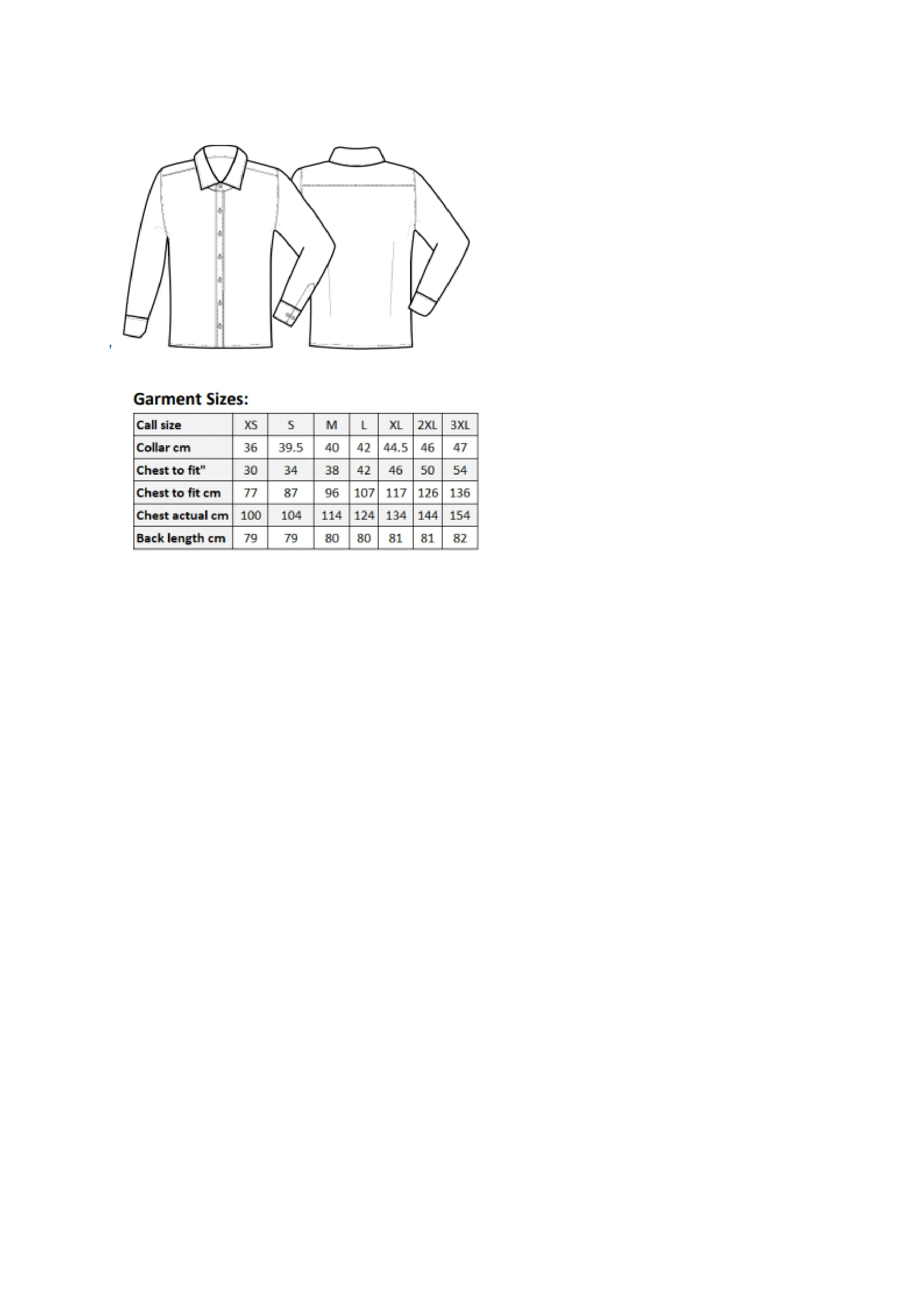 Größentabelle für Men´s Microcheck (Gingham) Long Sleeve Cotton Shirt – PW220