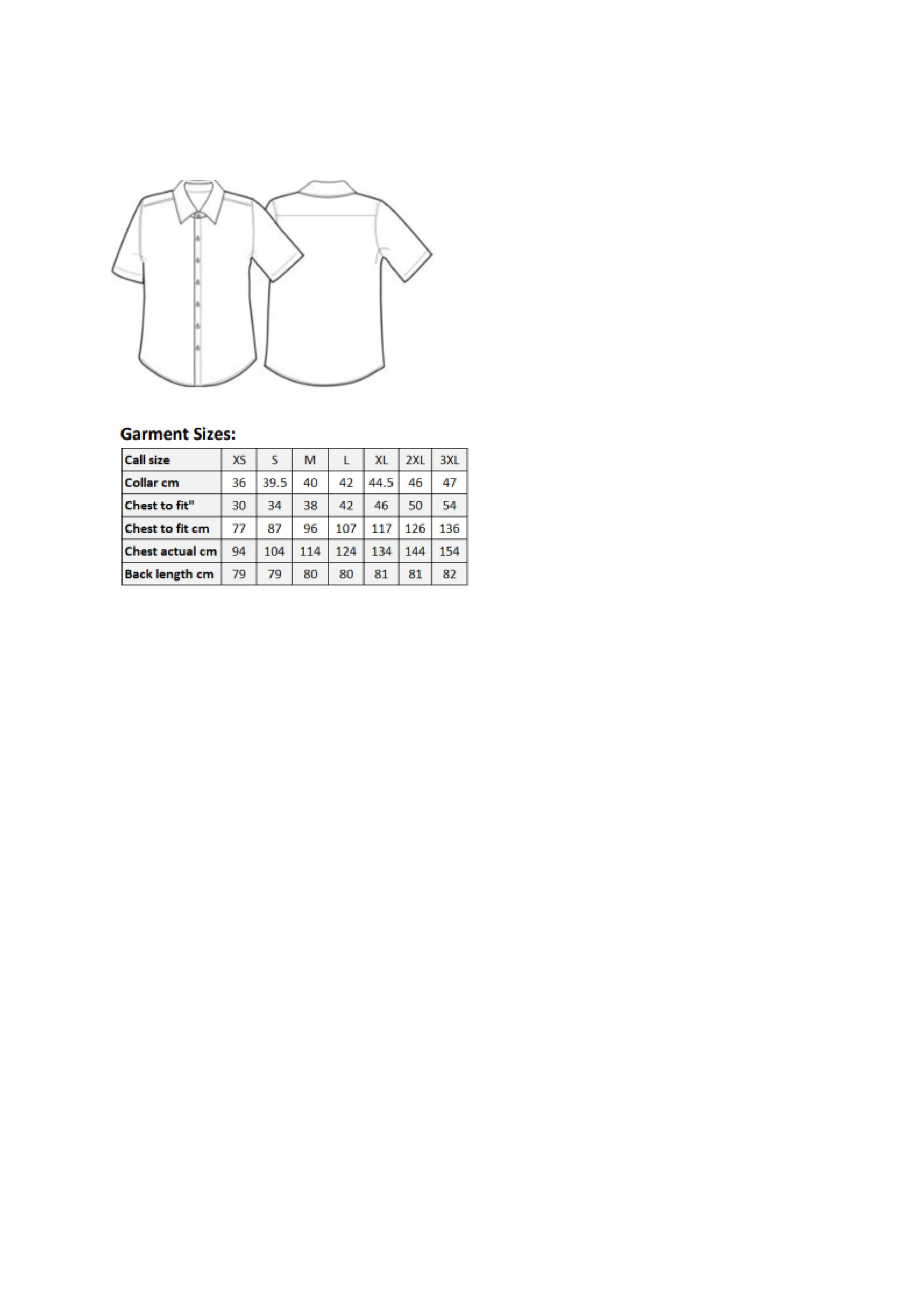 Größentabelle für Men´s Microcheck (Gingham) Short Sleeve Cotton Shirt – PW221
